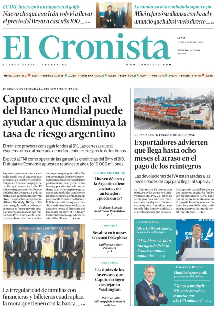 Media Panel - Developments and Systems | META NOTICIAS - Tapa del diario El Cronista