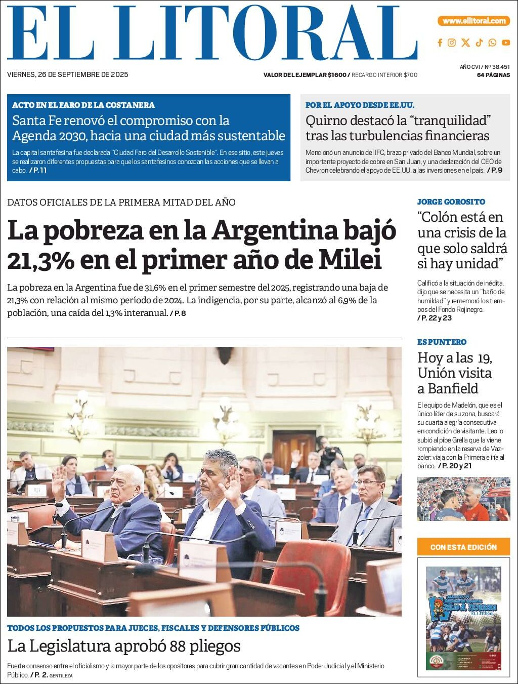 Media Panel - Developments and Systems | META NOTICIAS - Tapa del diario El Litoral