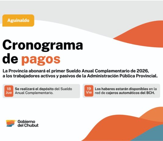 El Gobierno del Chubut depositará el aguinaldo el próximo 18 de junio